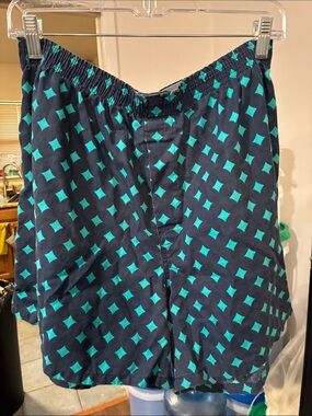 Gildan Navy Boxer Shorts with Teal Diamond Print